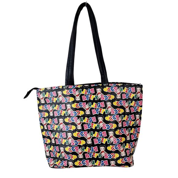 Betty Boop Handbags - Vintage Betty Boop Lg Tote Cartoon Multicolor Logo Canvas Cosplay Shoulder Bag
